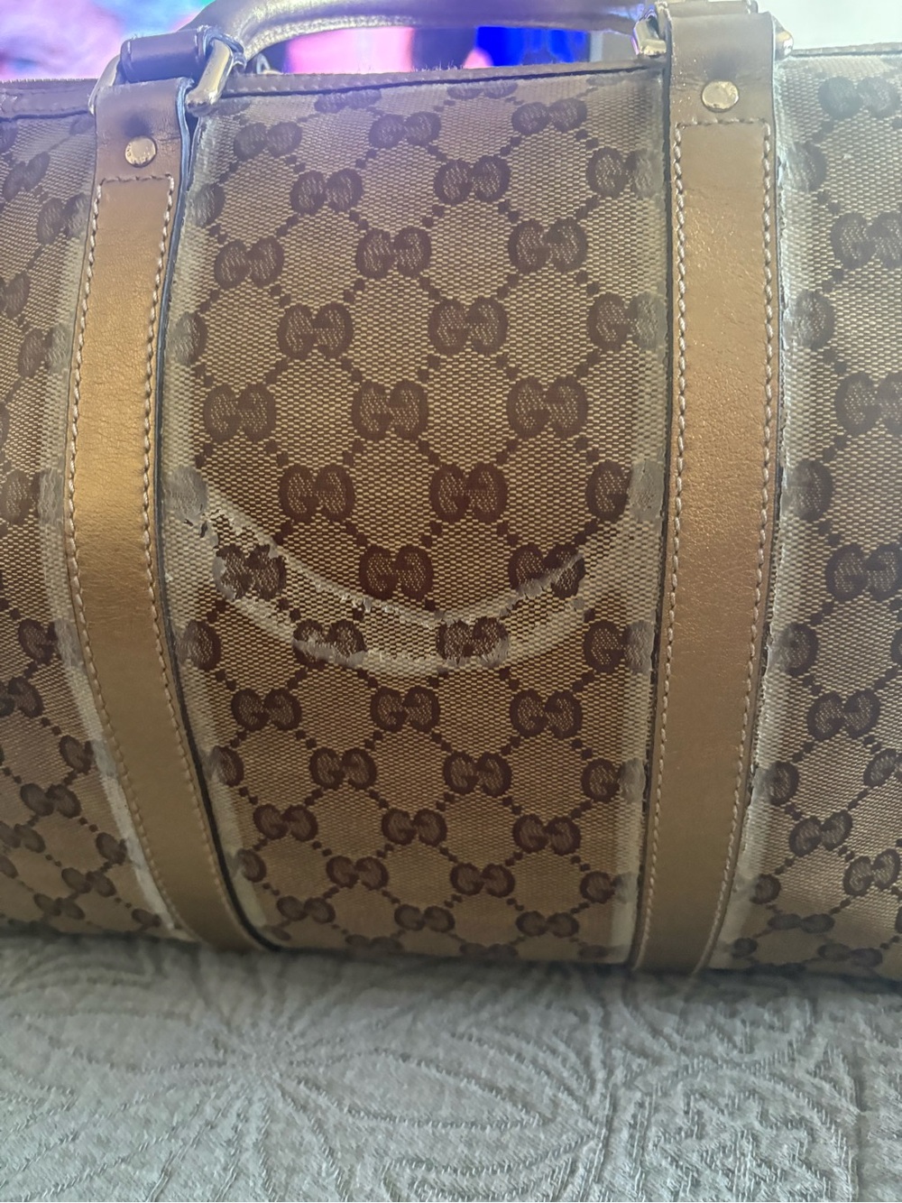 Gucci Brown/Tan Monogram Canvas Weekender Bag